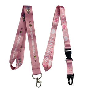 Pink Polyester Lanyard Ribbon With Hooks
