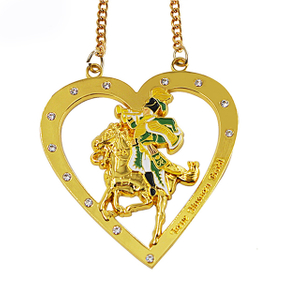 heart shape Gold Plated Fiesta Medal 【Cast Medal, 3d Die Cut, Gold Plated, Enamel Colors】