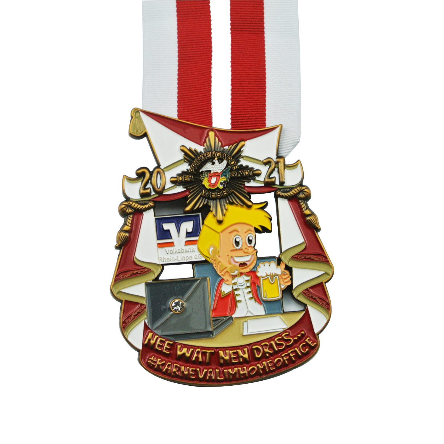 Individual Shape Antique Silver Plated Cheerleading Enamel Fiesta Carnival Medal