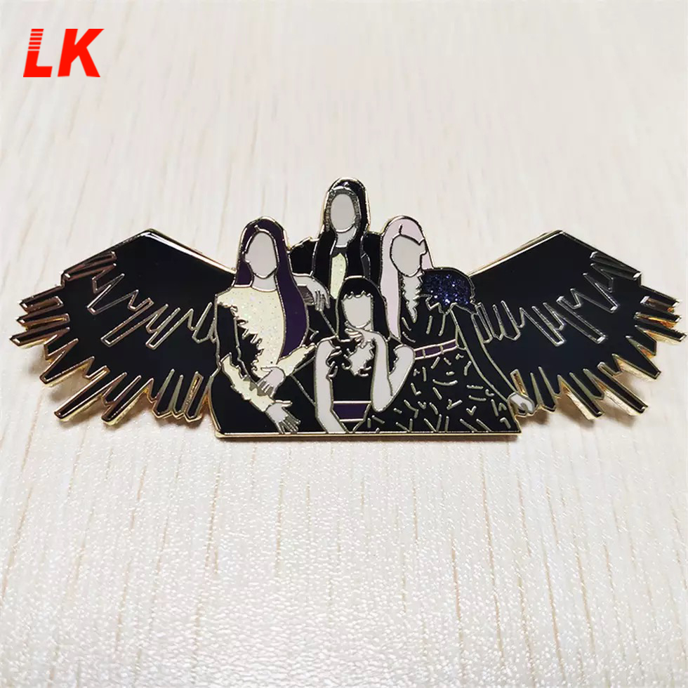 China manufacturer OEM cartoon girl rose gold metal lapel enamel pin