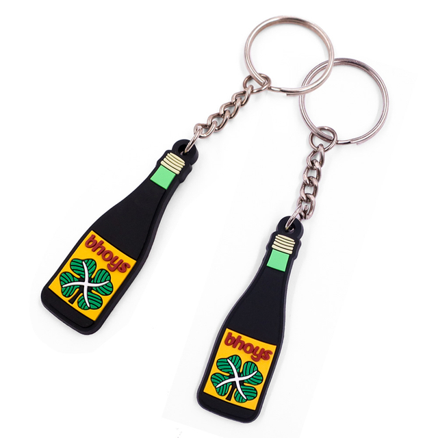 Inexpensive Cartoon wine bottle Shaped PVC Keychain