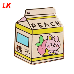 Kunshan lapel pin with your own design badge banana milk with box shaped hard enamel pin