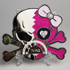 Fashion Water Brick Nickel Plated Pink Glitter Skull Carnival Medal Day of The Dead 