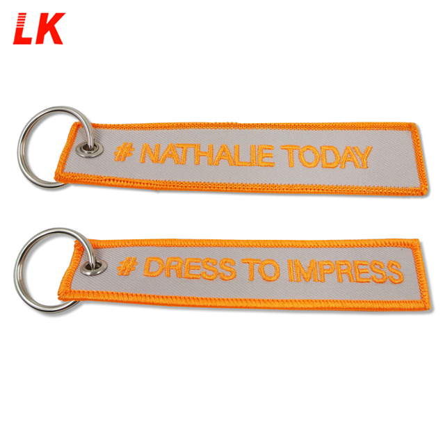 Custom Pattern Fabric Embroidered Keychain 