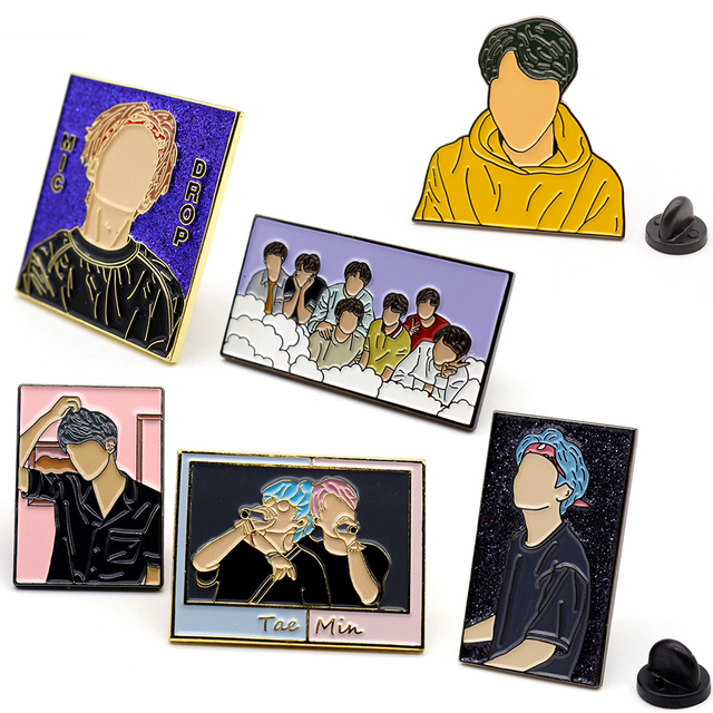 No minimum custom pin maker souvenir korean kpop label lapel pins badge rose gold glitter soft hard enamel flower boy bts pin
