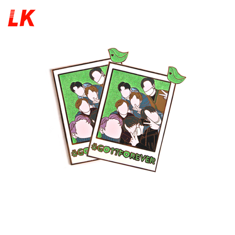 Manufacturers wholesale read made metal merchandise kpop idol group lapel pin badge custom glitter soft hard enamel army bts pin