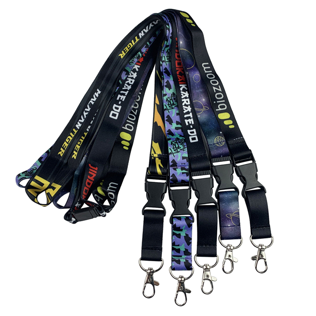 Black Polyester Fabric Quality Lanyard