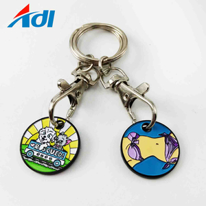 China factory custom metal shopping cart trolley coin keychain/ Token Keyring/ Shopping Trolley Coin for supermarket