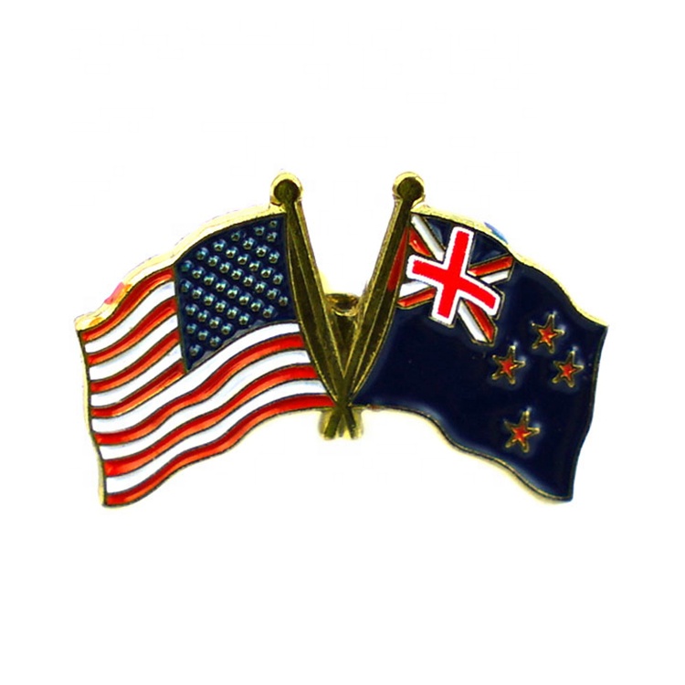 Custom Design High Quality Gold Plated Enamel American Flag and Eagle Lapel Pin