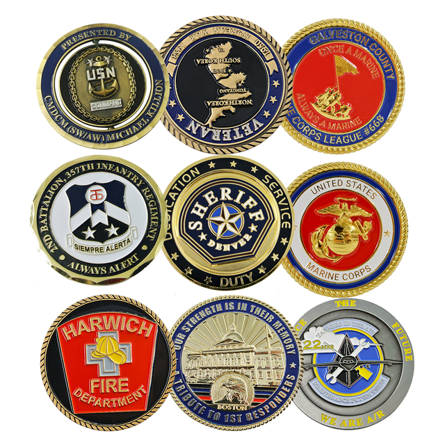 Wholesale Your Design Gold Plated Old Antique Coins Lucky Token India Custom Canada Military Navy Challenge Coin Charm