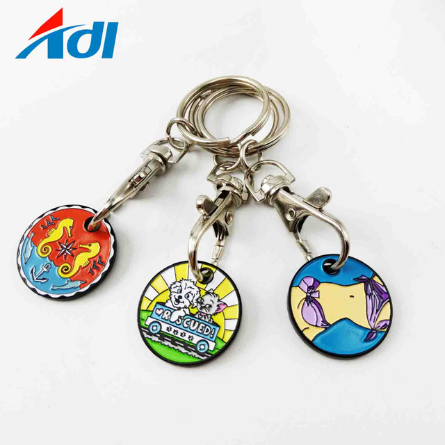 Shopping Cart Trolley Coin Keychain/ Token Keyring/ Shopping Trolley Coin for Supermarket Factory Custom Metal China Keyring 3D