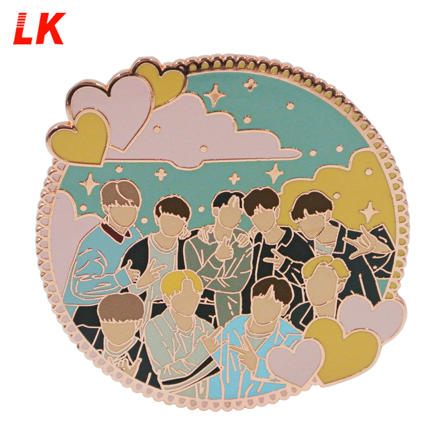 No minimum custom pin maker souvenir korean kpop label lapel pins badge rose gold glitter soft hard enamel flower boy bts pin