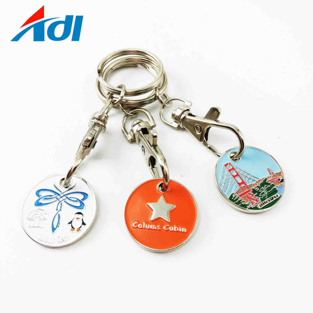 BQ custom token coins Custom Cheap Metal Trolley Coins Shopping Cart Token Keychain of airport design custom token
