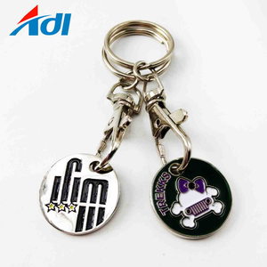 China Wholesale Trolley Coins Token Keyring Metal Keychain Shopping Cart Coin