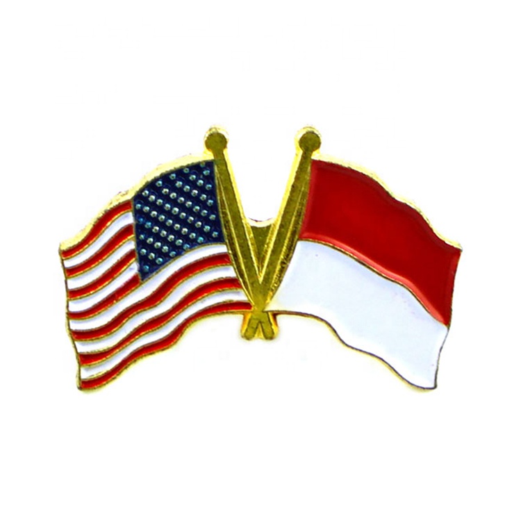 Custom Design High Quality Gold Plated Enamel American Flag and Eagle Lapel Pin