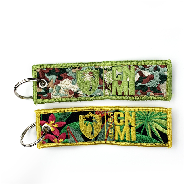 Custom Pattern Fabric Embroidered Keychain 
