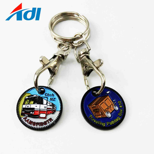 cheap new UK shopping trolley coin keychain with custom logo