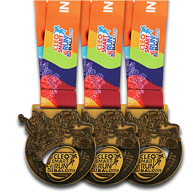 running race sports medal with ribbon