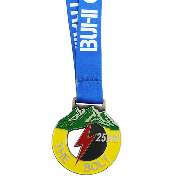 running race sports medal with ribbon