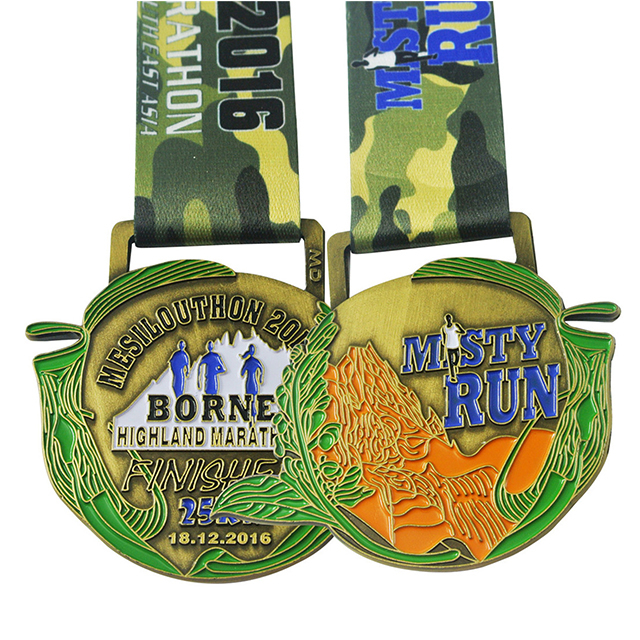 running race sports medal with ribbon